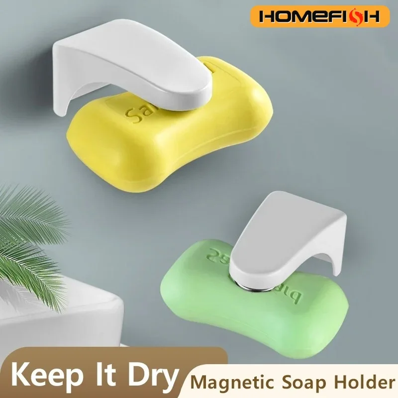 Magnetischer Seifenhalter, Seifenbox, stanzfreier Seifenhalter, Abfluss-Seifenhalter, Seifenbox für Badezimmer und Toilette Image