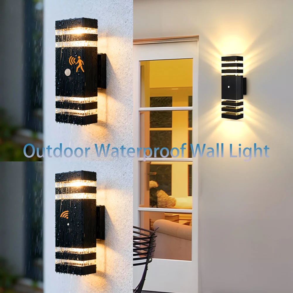 Intelligente Außenwandleuchte, wasserdichte LED-Wandleuchten, Bewegungsmelder, Veranda-Lichter, Außenleuchte, Lampen für Balkon, Garten, Hinterhof