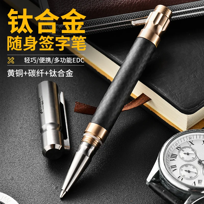 Edc titan legierung messing stift mit sammlung schreiben multifunktion ale tragbare outdoor edc werkzeuge Image