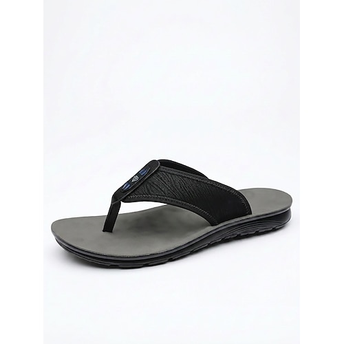 Beigefarbene Zehenstegsandalen für Herren – weiche und bequeme Hausschuhe mit Zehensteg – ideal für Urlaub, Strandbesuche und Freizeit im Freien. Image