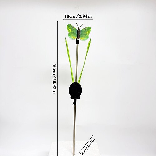 1 Stück Solar-Gartenleuchte mit Schmetterlingsmotiv, farbenfrohe LEDs mit Schmetterlingsdekor, wasserdichte Solar-Erdspießleuchten für Garten, Hof, Terrasse, Rasen und Wege Image