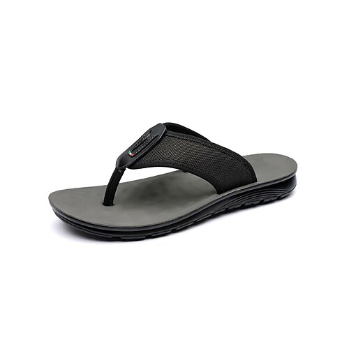 Schwarze Herren-Flip-Flops – leichte und bequeme Zehensteg-Sandalen für Strand und Meer – lässige Sommerschuhe für Herren, ideal für Urlaub, Reisen und Alltag Image