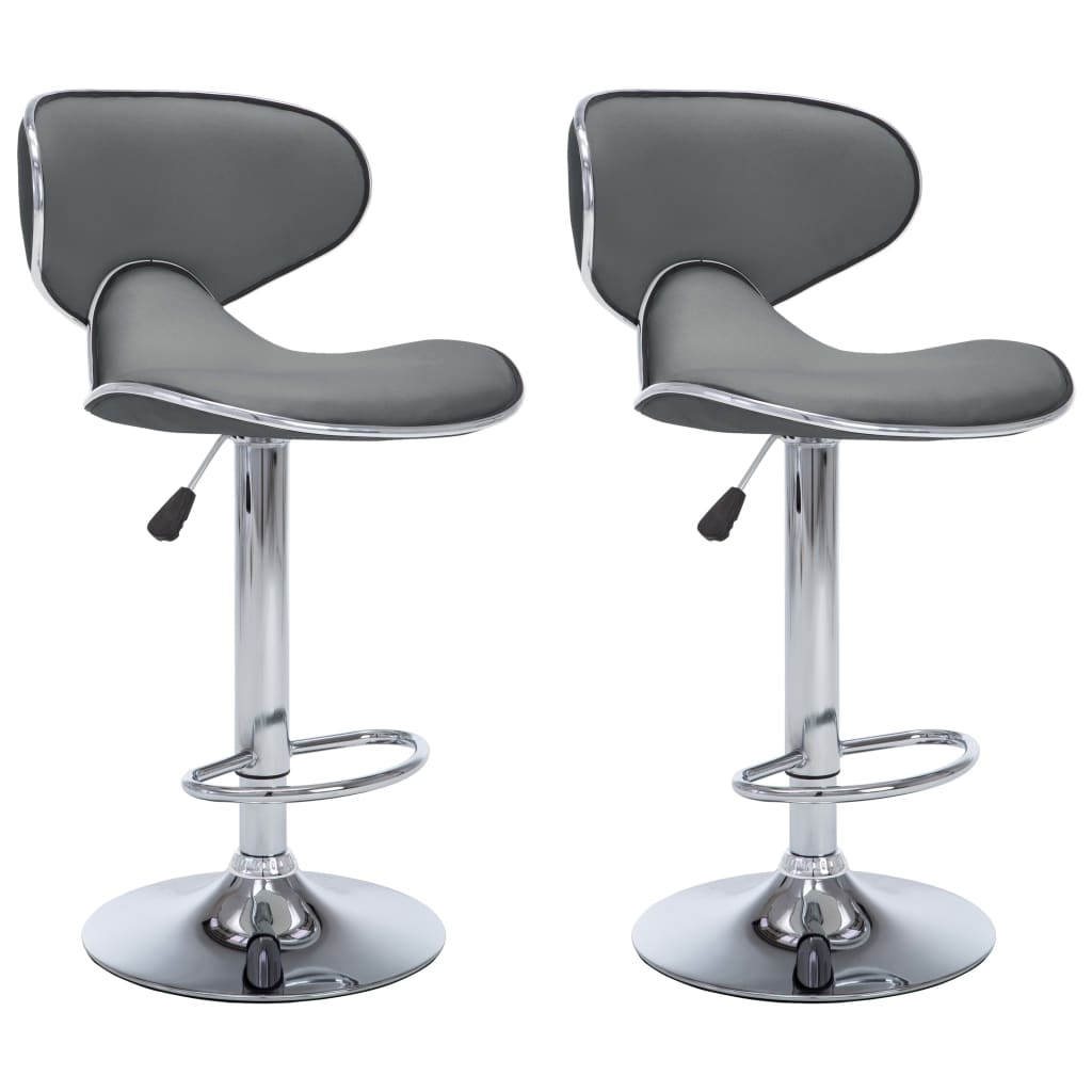 Décoshop26 - Set aus 2 modernen Barhockern/Hochstühlen aus grauem PVC und Stahl DEC029737 Image