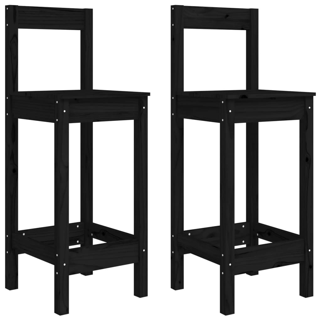 Décoshop26 - Set aus 2 klassischen Barhockern 40 x 41,5 x 112 cm aus schwarzem Kiefernholz DEC025188 Image