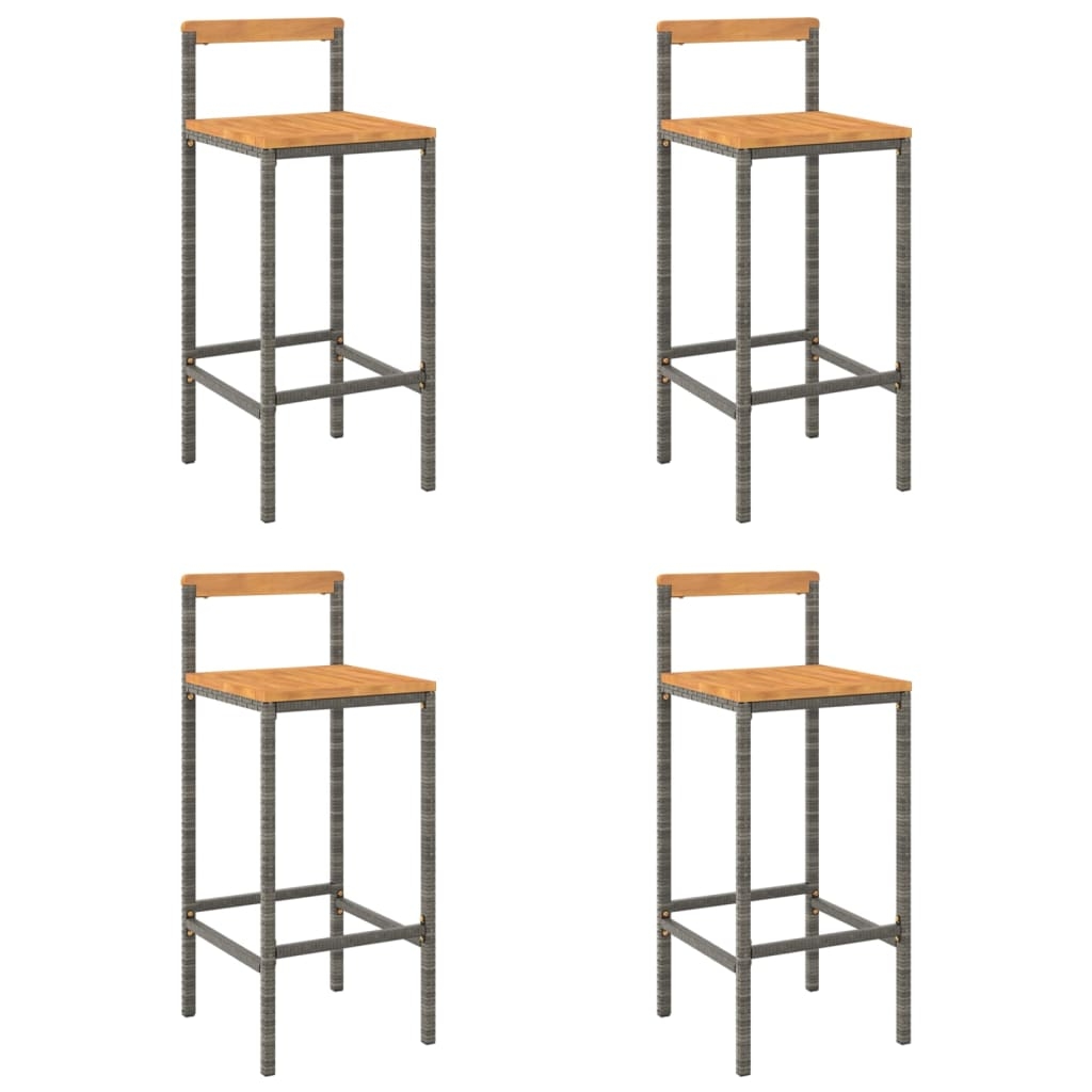 Décoshop26 - Set aus 4 Barhockern/Hochstühlen aus grauem Kunstharz und Akazienholz DEC029917 Image