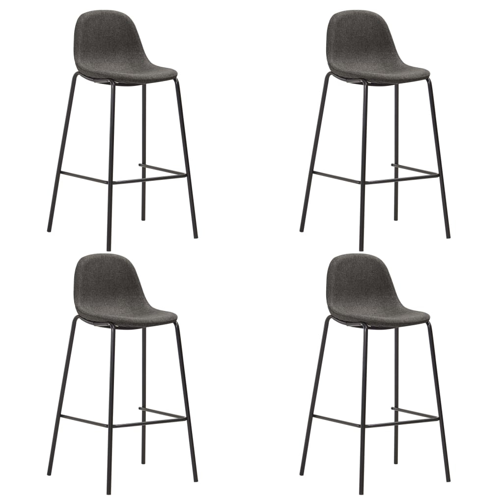 Décoshop26 - Set aus 4 Barhockern Hochstühlen mit Fußstütze in dunkelgrauem Stoff und Metall DEC029420 Image