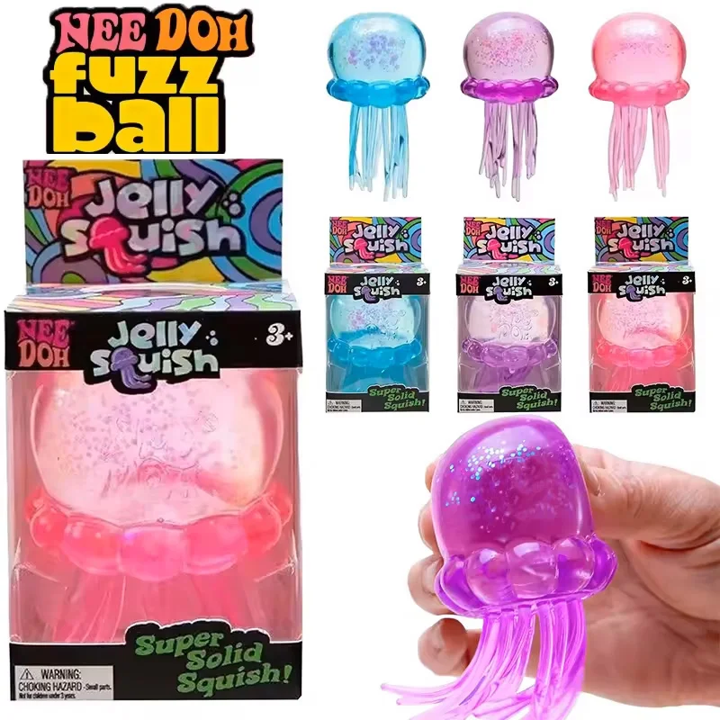 NeeDoh Trendiges Quallen- & Würfel-Squish-Spielzeug, Weiches Jelly Squeeze Stressabbau-Fidget-Spielzeug, Sensorisches NeeDoh für Kinder & Erwachsene Image