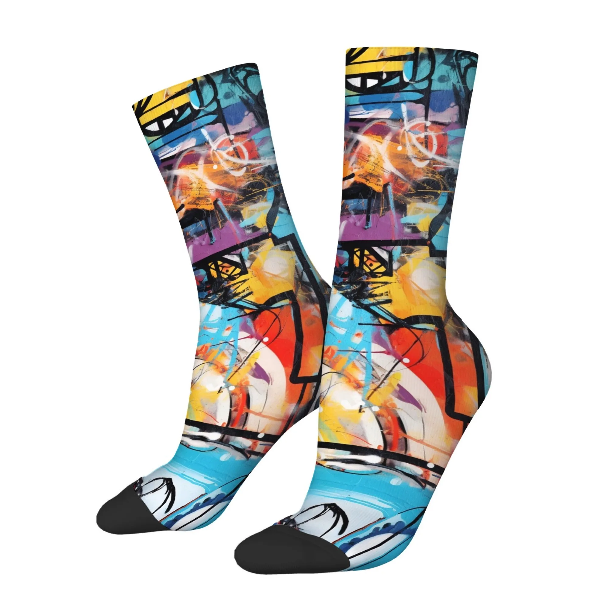 Street-Style Abstrakte Graffiti Herrensocken Rutschfeste Atmungsaktive Langlebige Socken Rebellische Lustige Neuartige und Fröhliche Socken Geschenke Image