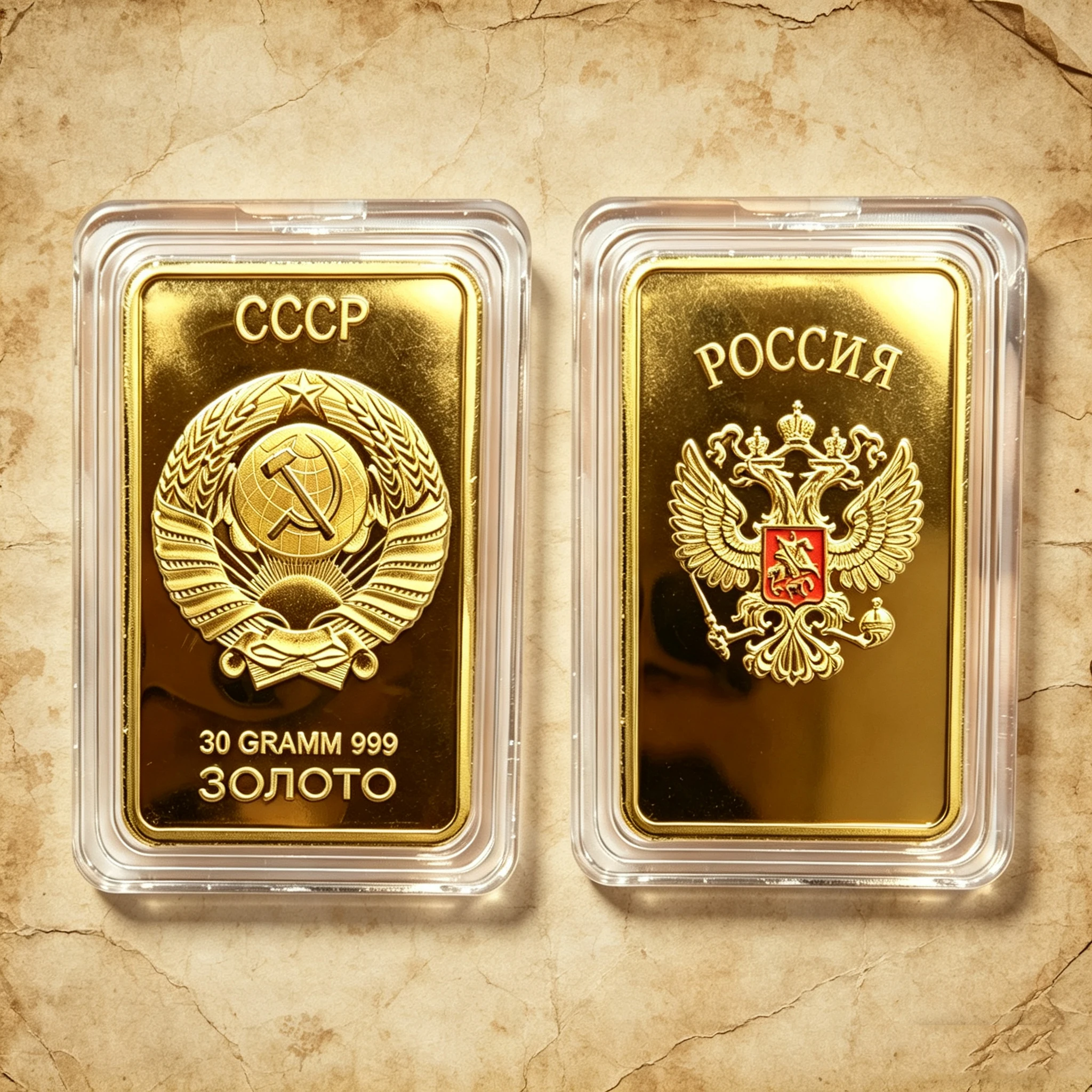 CCCP Russland 30g Vergoldeter Legierungsbarren Sowjetunion-Emblem Replik Sammlerstück Souvenir-Barren Geschenk Image