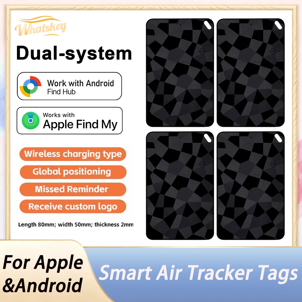1-4er-Pack Geldbörse mit Anti-Verlust-Karte, GPS-Tracking, Smart-Location-Tag mit iOS- oder Google-Find-Hub-App, Ultradünne Karte, Kabelloses Laden Image