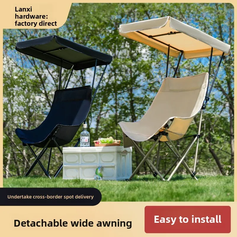 Tragbarer Klappstuhl mit Sonnendach, Strandstuhl, Campingstuhl, Gartenstuhl, Outdoor-Aktivitäten, Angeln, Picknick, Freizeitstühle