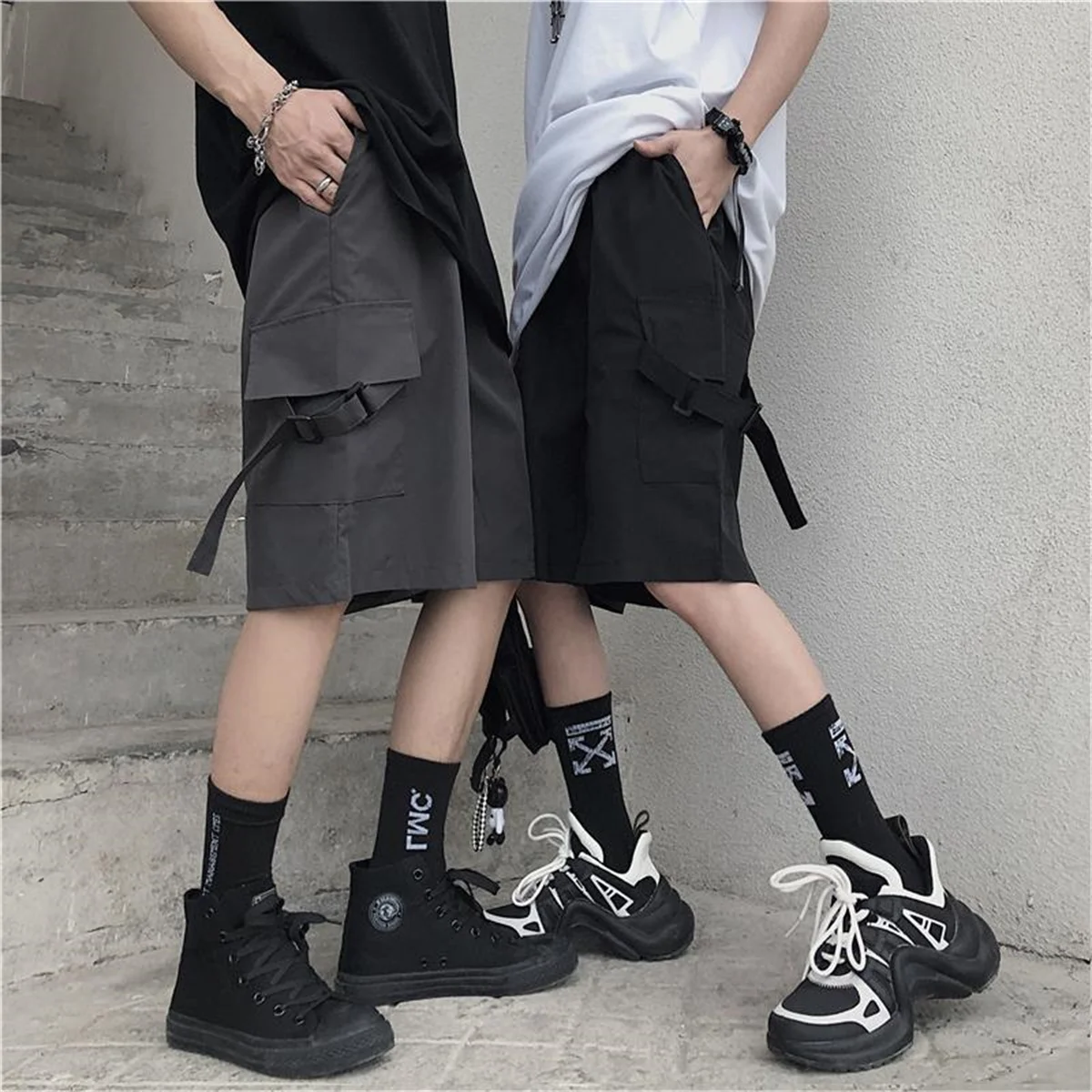 Lose Cargo-Shorts für Damen mit Großen Taschen, Harajuku Japan Shorts, Koreanischer Ulzzang Trend, Streetwear Sommer Hip-Hop Shorts für Mädchen