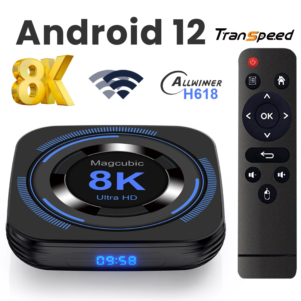 Magcubic Android 12 TV-Box Unterstützt 8K 4K BT Sprach-Mediaplayer Set-Top-Box Allwinner H618 Dual-WLAN 32G/64G Quad-Core Cortex A53 Image
