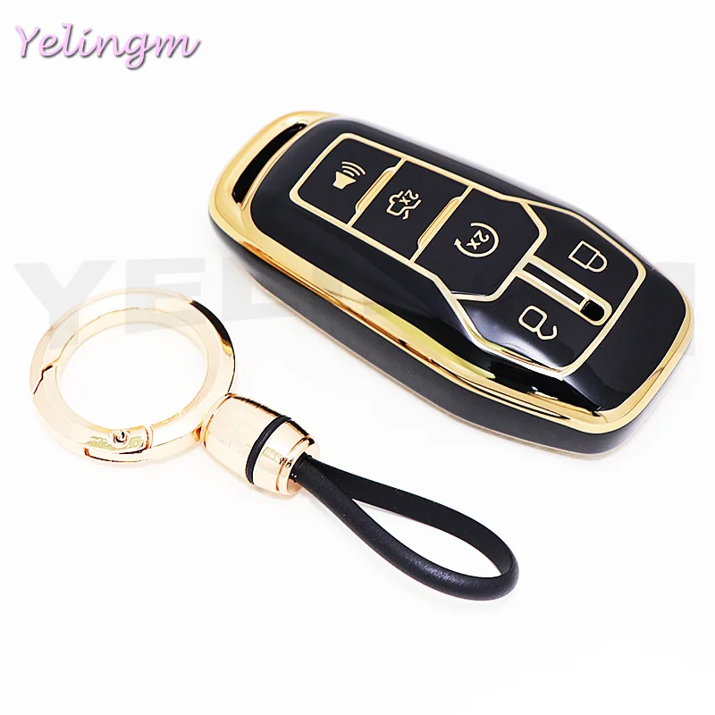 5-Tasten-TPU-Autoschlüsselhülle für Ford Fusion F-150 Edge Explorer Mustang Lincoln MKZ MKC Platinum 2016 F150 Lariat Schlüsselanhänger Image