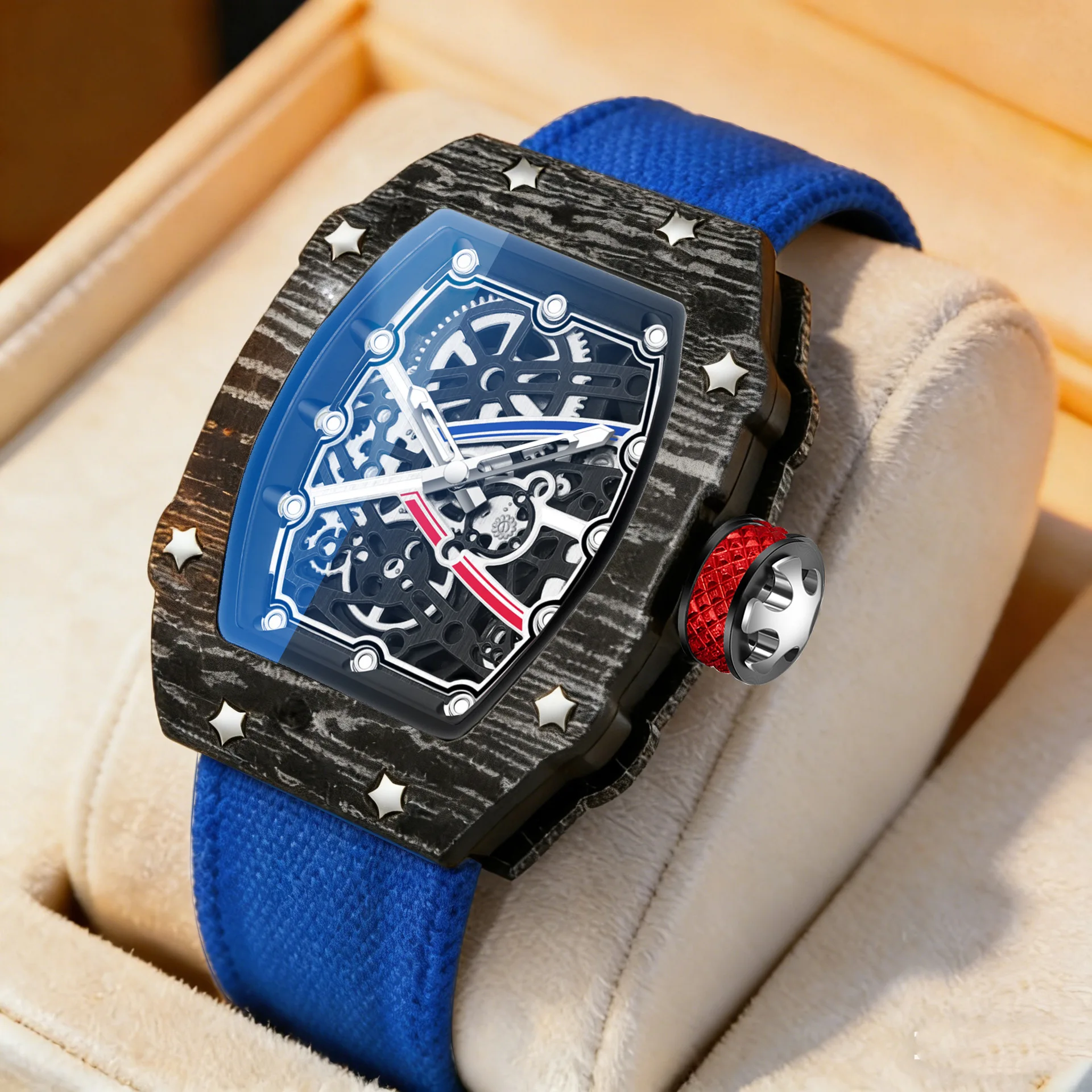 Luxuriöse Tonneau Ultra Slim Tonnenförmige Bestseller Quarz-Armbanduhr Wasserdichte Marken-Herrenuhr Modische AAA Herrenuhr Neu Image