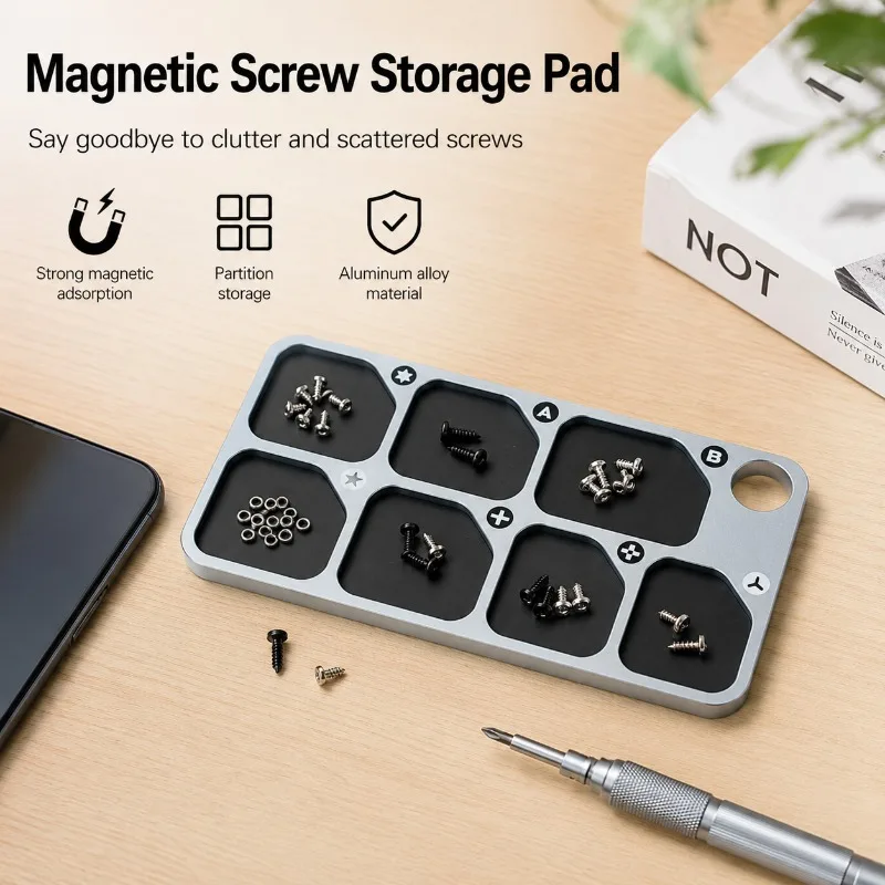 7-Fach Aluminiumlegierung Magnetische Teileablage Anti-Verlust Schrauben-Organizer für Handy-Reparatur und Sortierung Kleiner Hardwareteile Image