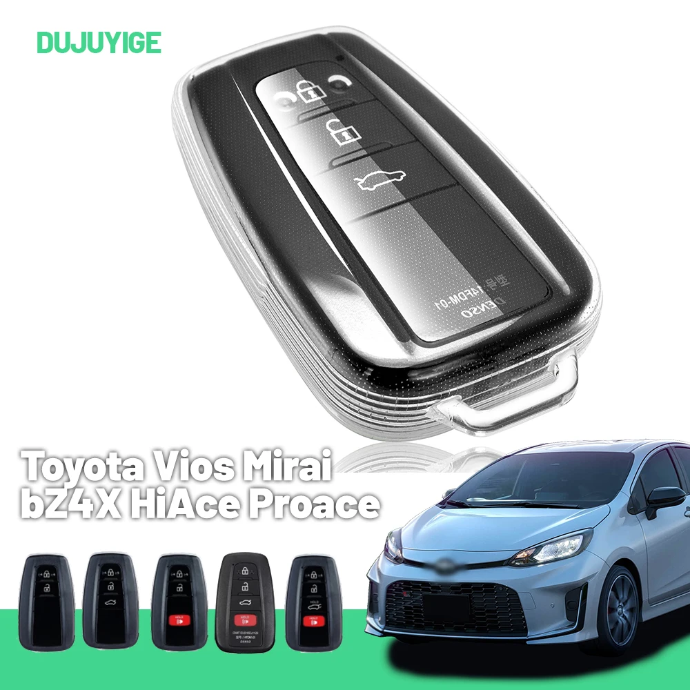 Transparente TPU-Autoschlüsselhülle für Toyota Vios Mirai bZ4X HiAce Proace Aqua Schlüsselanhänger-Schutzhülle Autozubehör. Image