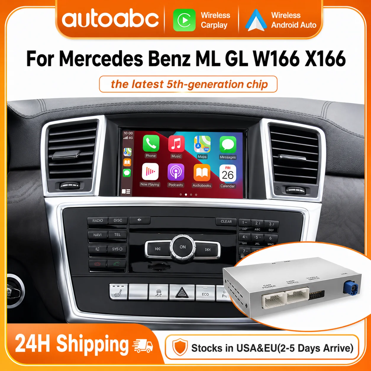 Kabelloses CarPlay Interface Android Auto für Mercedes-Benz E-Klasse W212 E Coupé C207 2012-2015 NTG4.5/4.7 System Spiegelverbindung GPS Image