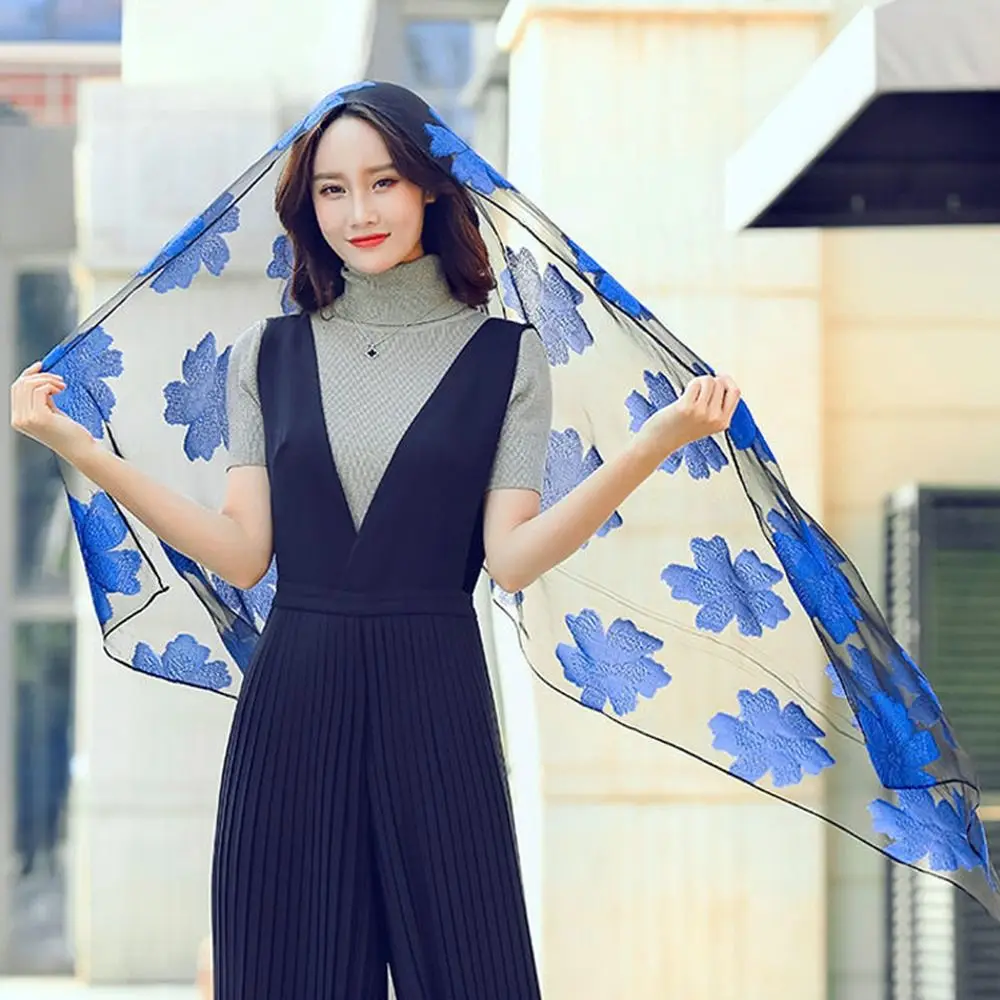 Sommerlicher Leichter Seidenschal Organza-Gaze Atmungsaktiver Transparenter Schal Weicher Pashmina für Damen Image