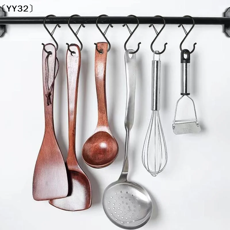 10 Stück S-Haken zum Aufhängen, schwarze S-Haken, robuste Metallhaken mit Sicherheitsschnallen-Designs zum Aufhängen von Pflanzen, Lichtern〔YY32〕 Image