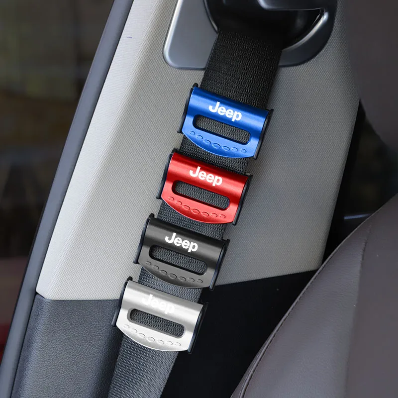 2 Stück Auto-Logo-Sicherheitsgurte, verstellbare Kunststoff-Clips, Zubehör für Jeep Renegade Compass Grand Cherokee Wrangler Patriot Rubicon Image
