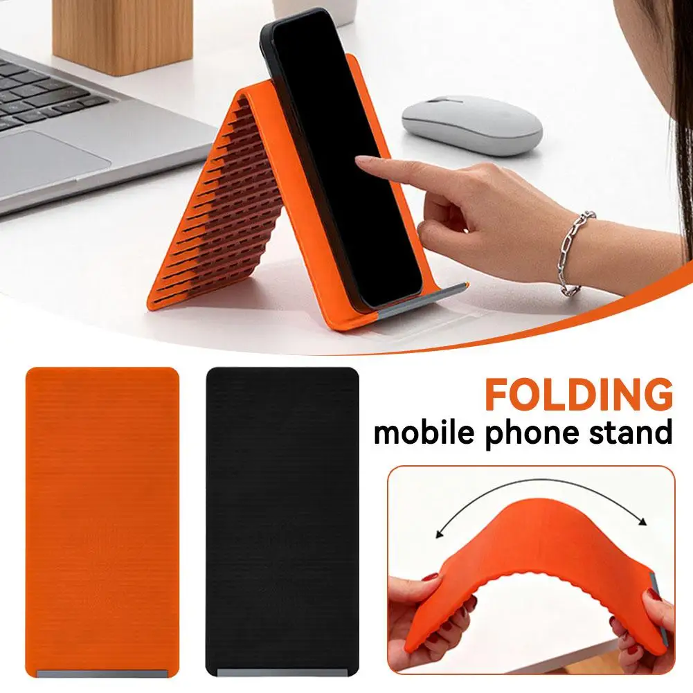 Silikon-Handyhalter, Desktop-Tablet-Laptop-Ständer, kreativer, flexibler, faltbarer Lazy Bracket, Reisezubehör für Zuhause und Büro Image