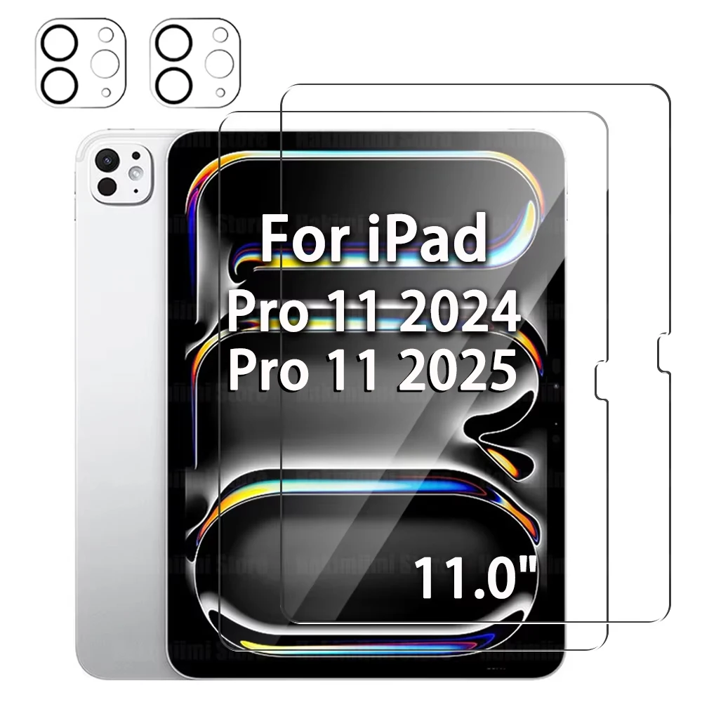 Displayschutzfolie für iPad Pro 11 Zoll 2025 2024 (M5 / M4) Gehärtetes Glas und Kameralinsen-Schutzfolie 9H Härtegrad Kratzfest Image
