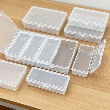 Boîte de rangement transparente en plastique réglable avec 4 séparateurs ajustables, étui organisateur transparent pour bijoux, perles, quincaillerie