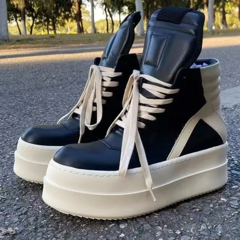 Damen Schuhe Punk High-Top Sneakers Plateau-Absätze Designer Erhöhte Schuhe Damen Reißverschluss High-Street Herbst Flache Schuhe Schwarze Schuhe für Herren
