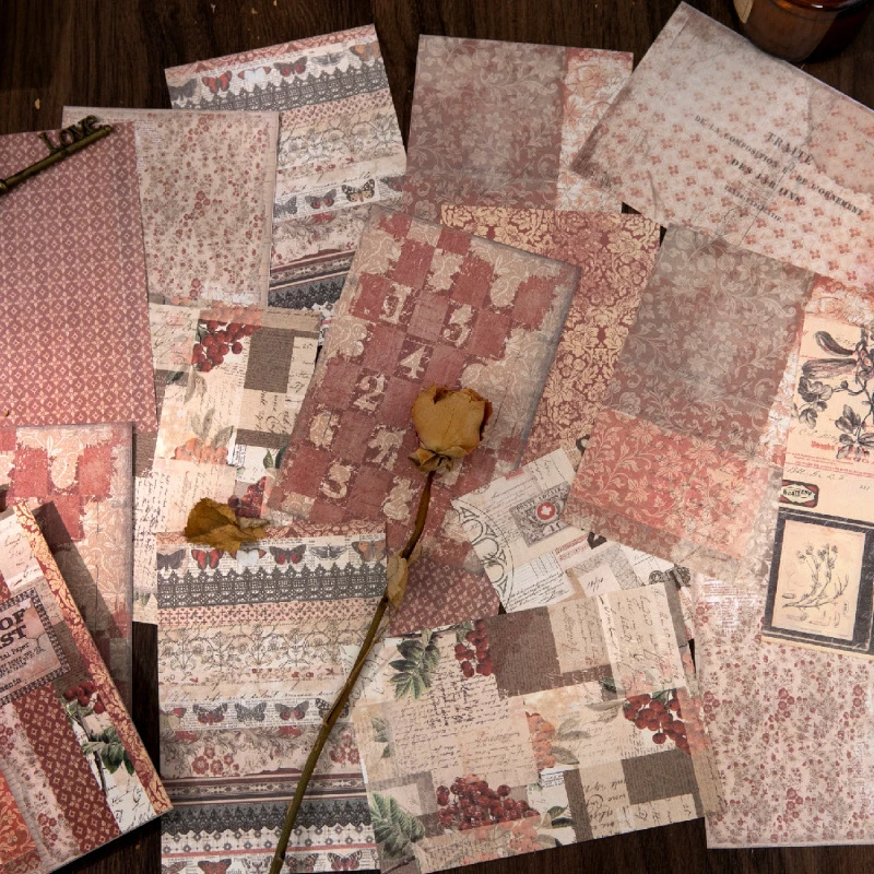 30 Stück Vintage-Materialpapier in großer Größe, DIY handgemachtes Album, Scrapbooking, dekoratives Papierzubehör