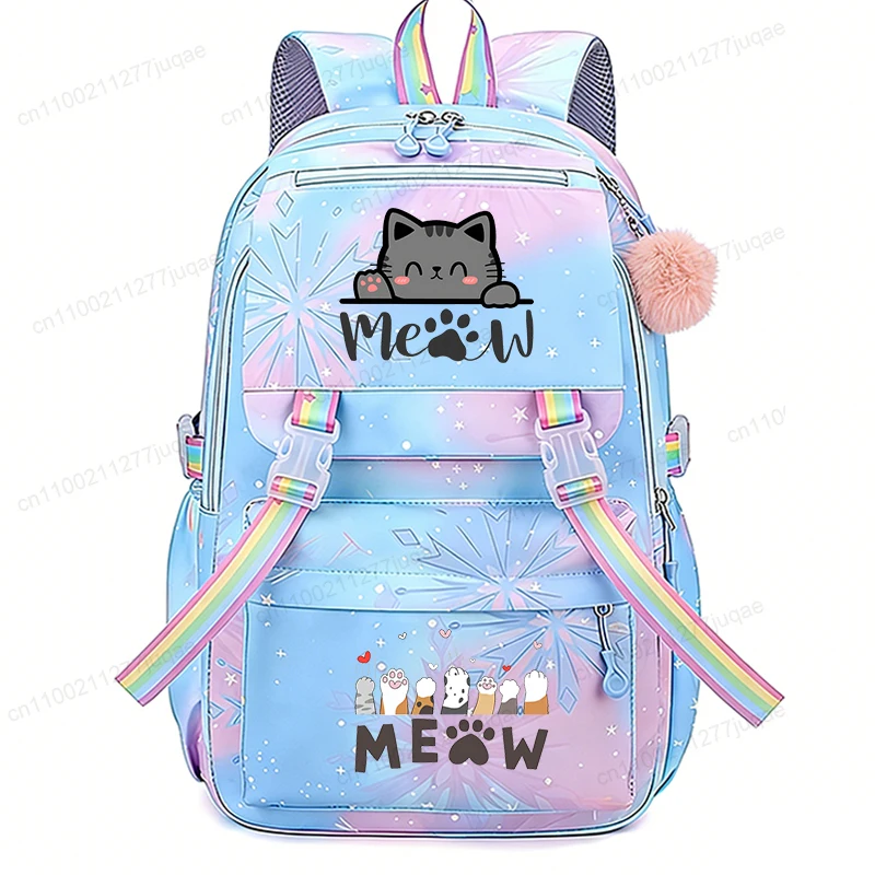 Sac à dos d'école amusant avec motif de chat anime, sac à dos de dessin animé pour enfants, filles et garçons, sac d'école décontracté, sac à dos de voyage, cartable pour enfants, cadeau