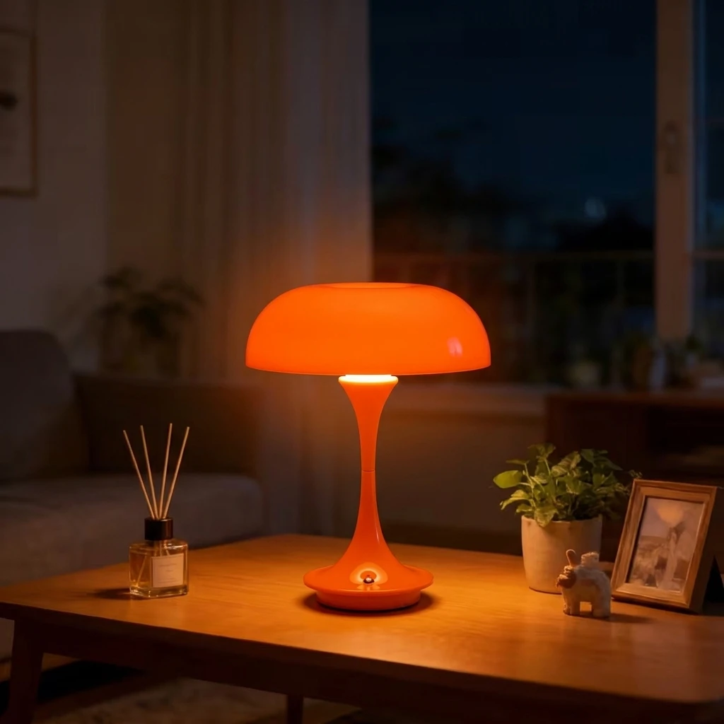 Touch-Control Tischlampe, 3-Farben Dimmbare Pilz-LED-Schreibtischlampe, USB-Aufladbare Nachttischlampe für Heim- und Bürodekoration, Geschenk