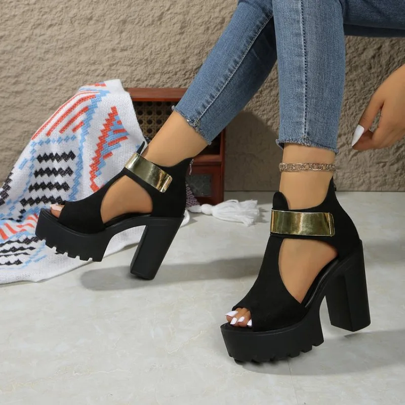 2025 neue Mode-Design Metall Ankle Cover Strap Frauen Sexy Sandalen Plattform High Heels Party Club Stripper Pole Dance Schuhe