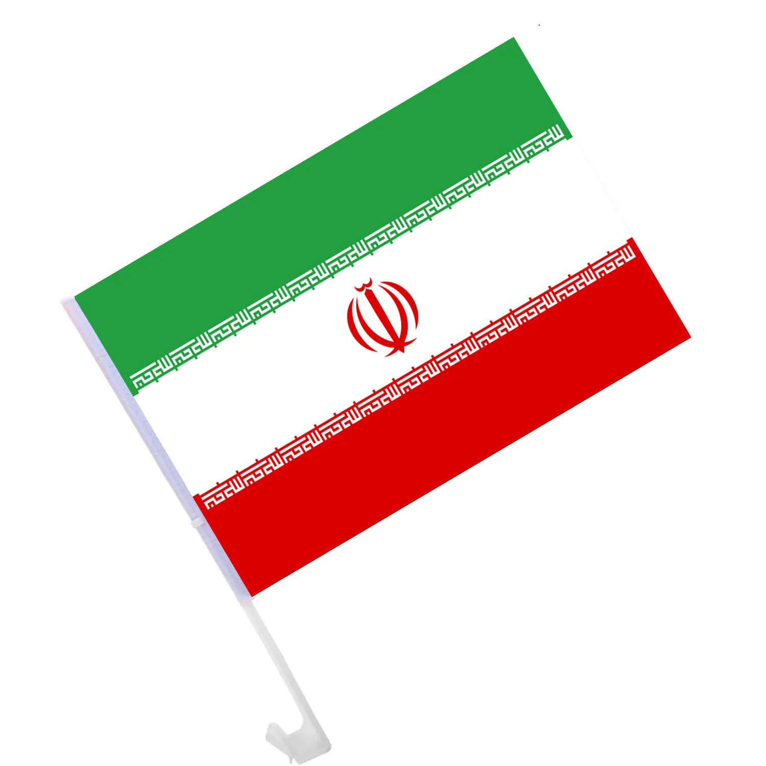 1 Stück/ 2 Stück/ 4 Stück Iran Auto-Flagge, 30*45cm Fahrzeugflagge für Autofenster, Dekoratives Auto-Zubehör, Patriotische Flagge mit Kunststoffstange Image