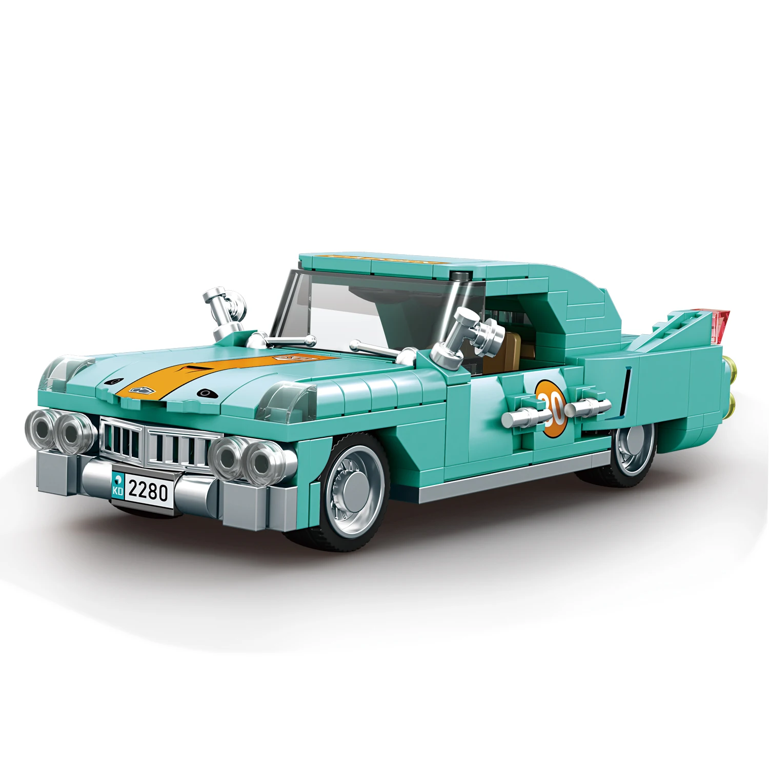 Blocs de construction de voitures de luxe classiques rétro, kit de modèle de voiture vintage, voiture de police, avec support, cadeau jouet pour les passionnés de voitures