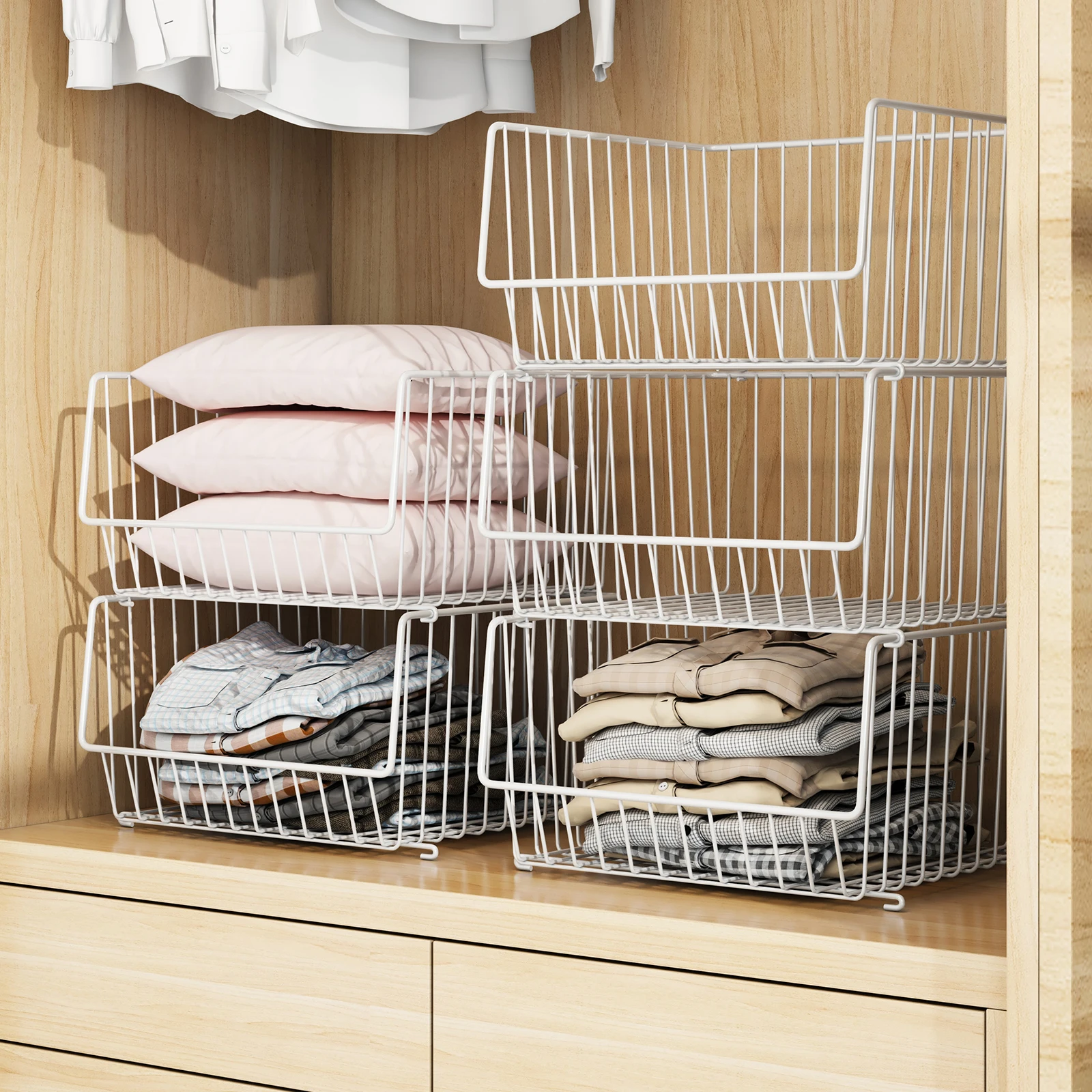 4er-/5er-/6er-Set Schlafzimmer-Schrank-Organizer: Mehrschichtige Aufbewahrungskörbe und Regale, Kleiderschrank-Regale, Kleider-Trennwände, Schrank-Umbau-Tools, unterteilte Kleider-Organizer-Boxen,