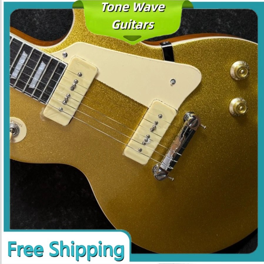 Gold Top LPAPA Style E-Gitarre Mahagoni-Korpus Palisander-Griffbrett P90 Single-Coil-Tonabnehmer Feste Brücke Blues Rock Klassik Image