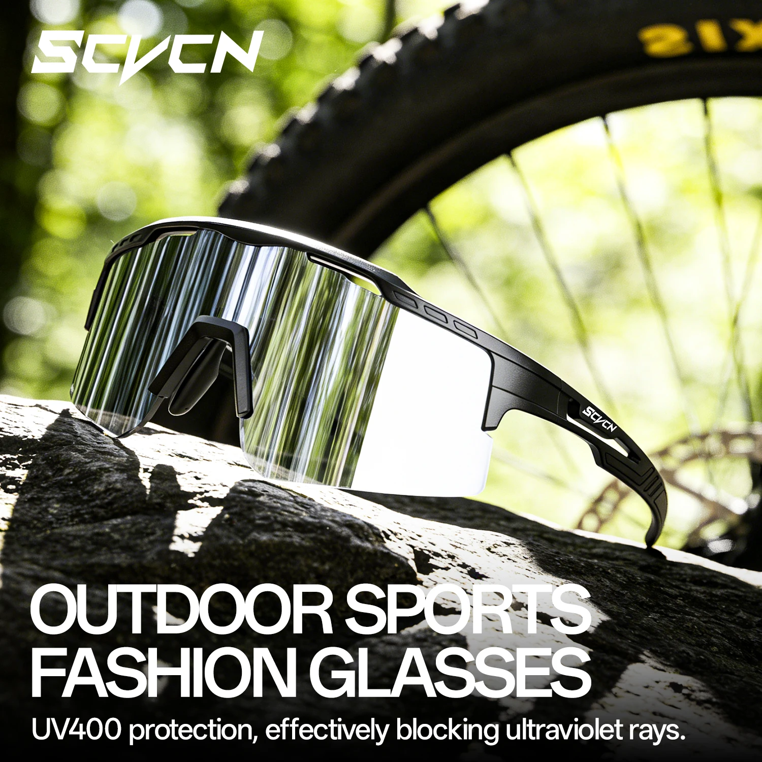 SCVCN HD Fahrrad-Sonnenbrille Outdoor Freizeit-Sportbrille Unisex Stylische Brille Winddicht UV-Schutz Fahrerbrille Image
