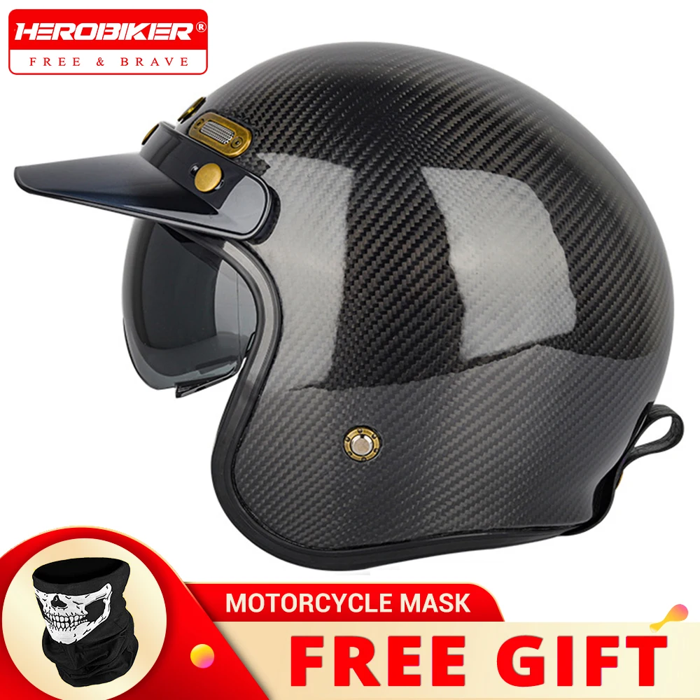 Casco Moto Helm Motorrad 3/4 Open Face Carbon Fiber Motocross Helme Motorrad Shell Safty Cap Helm Motorrad Ausrüstung Image