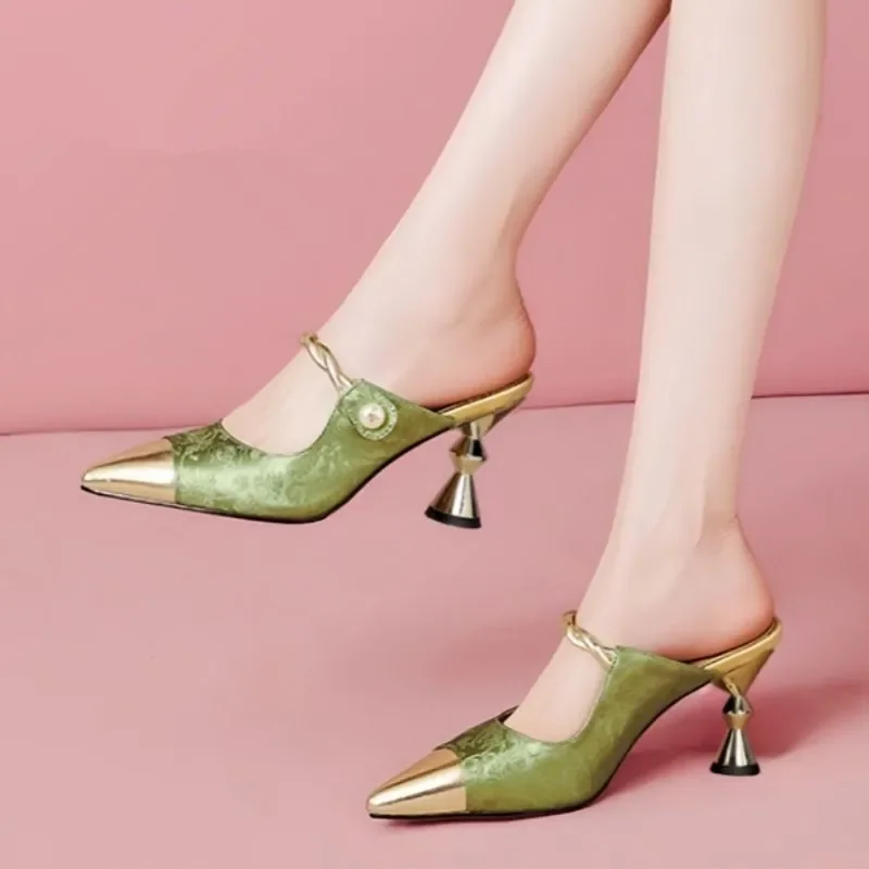 Damenmode, süße, grüne, hochwertige Slip-on-Schuhe aus Lackleder mit Stiletto-Absatz, coole, beige, bequeme, sexy Pumps mit Absatz für Damen, B510