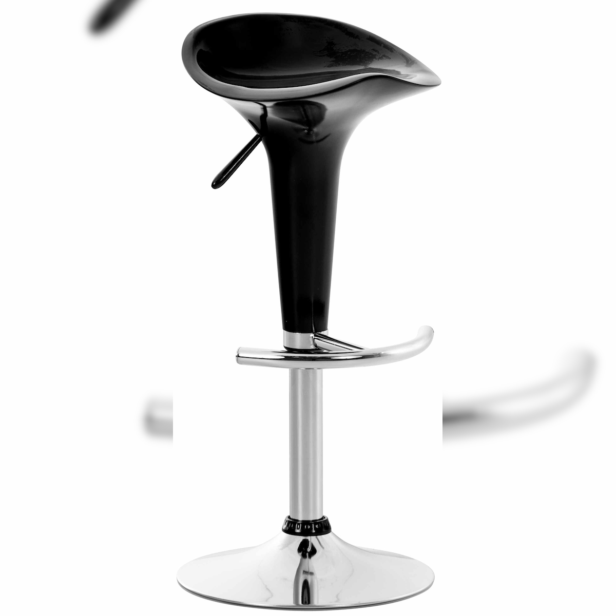 Décoshop26 - Barhocker x1 mit Fußstütze Drehsitz aus schwarzem Kunststoff und verchromtem Metall 10_0005367 Image
