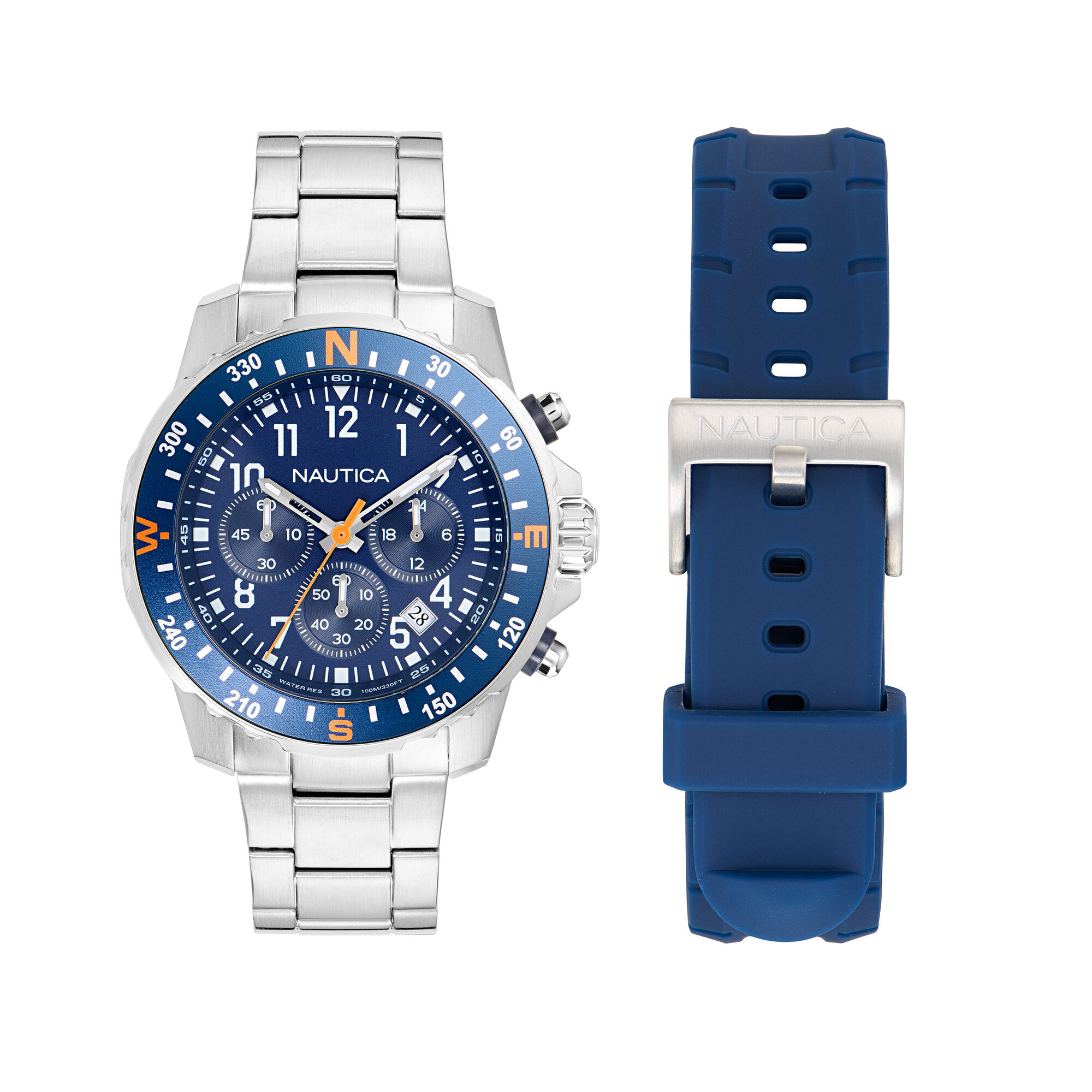 Nct Riding Sail Chronograph Recycled Stainless Steel And Silicone Watch Set