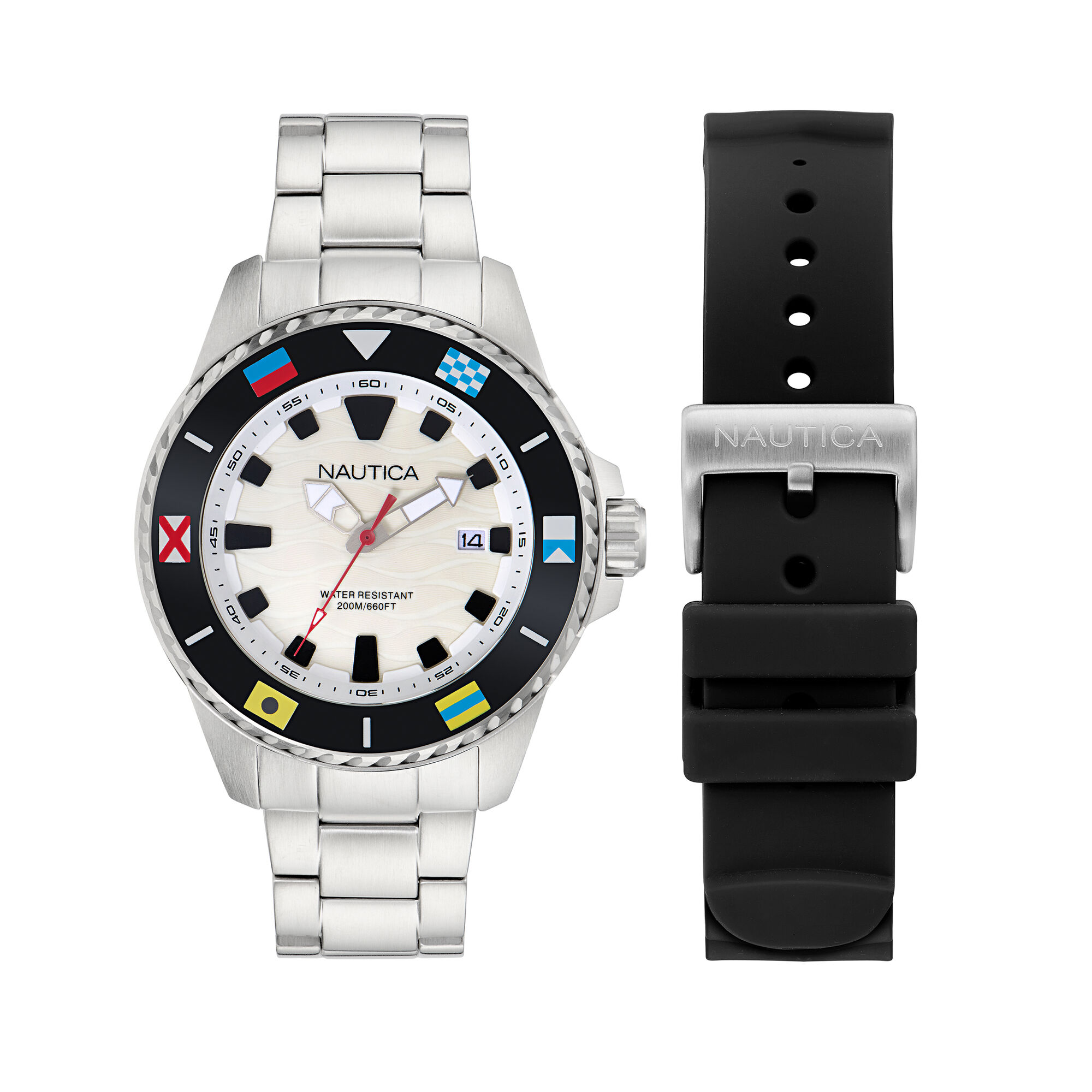 Nct Sea Dive 3-Hand Recycled Stainless Steel And Silicone Strap Watch Set