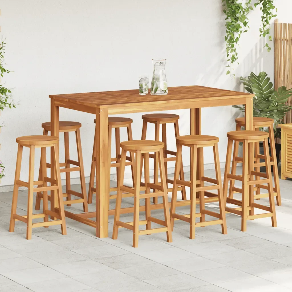 Barhocker-Set aus massivem Akazienholz, 8 Stück Image