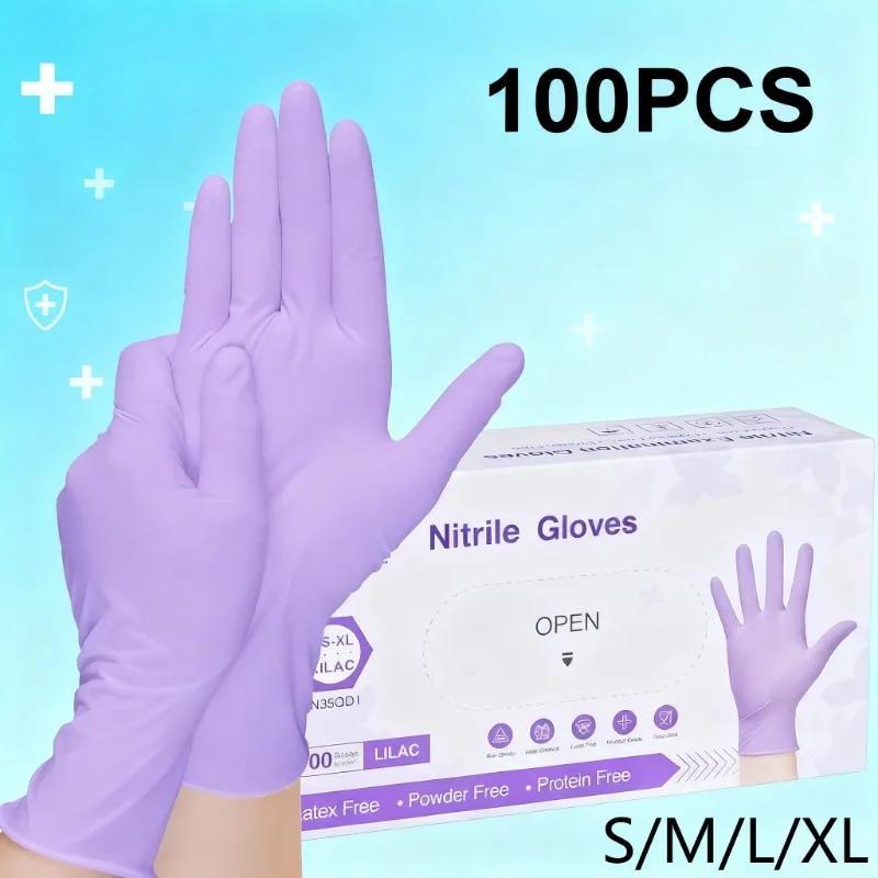 10–100 Stück Einweg-Nitrilhandschuhe, Latexhandschuhe, geeignet für die Hausreinigung, Krankenhäuser, Labore, Tätowierungen, Schönheitssalons Image