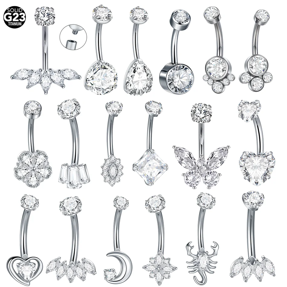 1pc Titan Skorpion Bauchnabel Ring Schmetterling Zirkon 14G Innengewinde Bauch Piercings Schmuck Piercing Ombligo Image