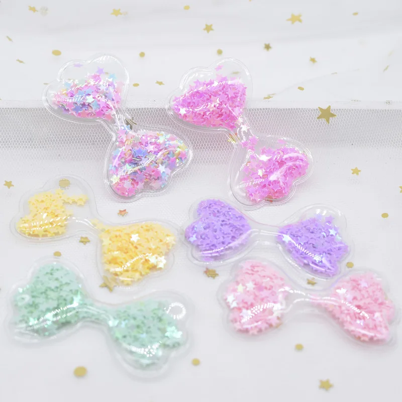 12 Stücke 62*36mm Fliege Transparente Kunststofffüllung Paillettenapplikationen für DIY Handwerk Hut Patches Kopfbedeckung Haarspangen Dekor Image