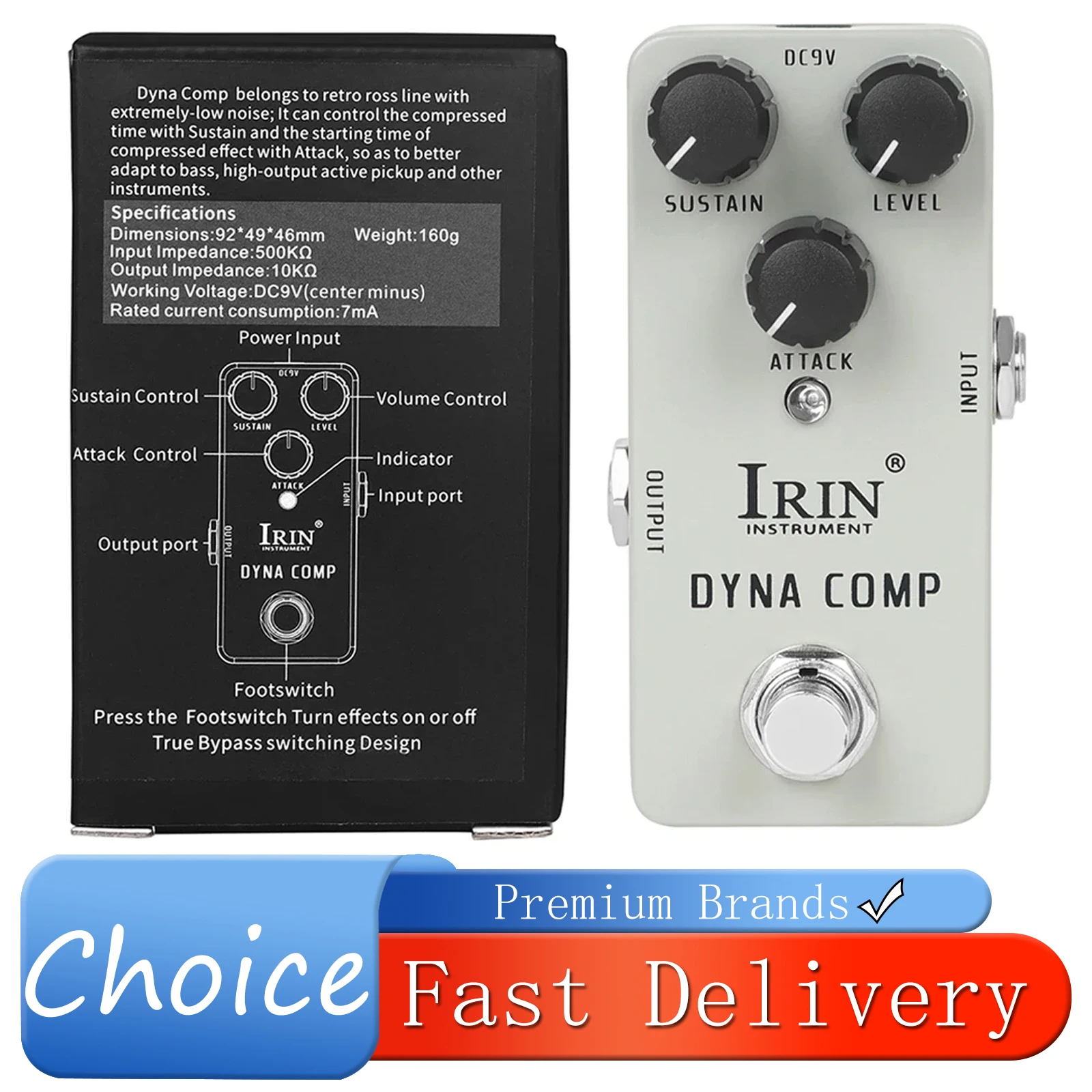 IRIN RS-12 Dyna Comp Gitarren-Effektpedal Komprimierte Effekte Retro Ross Line True Bypass Pedal Elektrische Gitarren-Zubehörteile Image