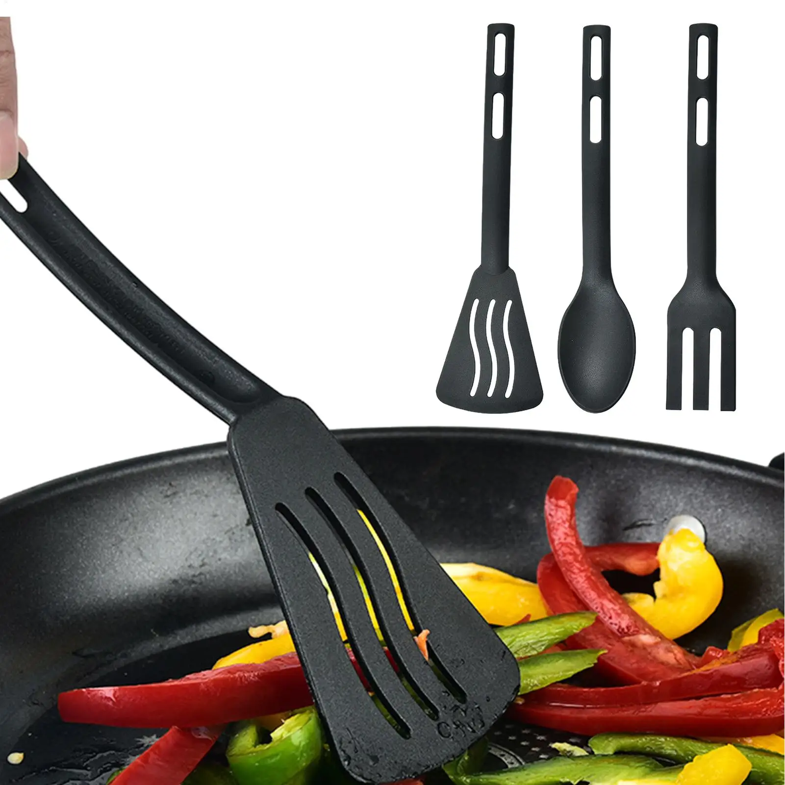 Ensemble d'ustensiles de cuisine résistants à la chaleur, accessoires de cuisine portables antiadhésifs, poignée confortable, ustensiles de cuisine en Nylon