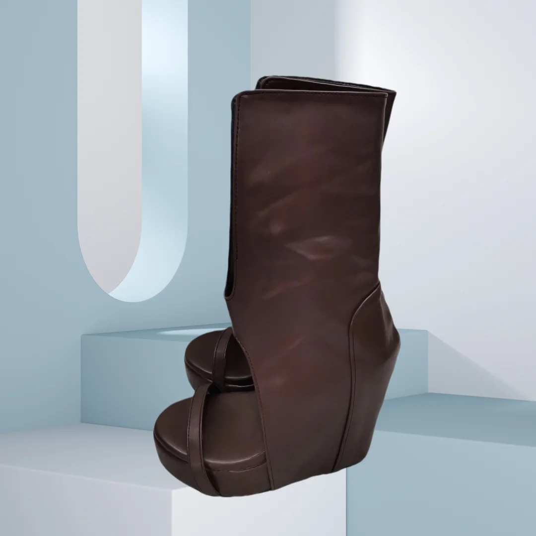 Plattform Keil Heels Sandale Stiefel Hohl Matte Leder schuhe für Frauen Offene spitze Große Größe Mode Schuhe 2025, Zapatos Para Mujere